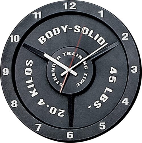 Body-Solid Weight Plate Art Wall Clock Battery Operated - 15" Silent Non-Ticking