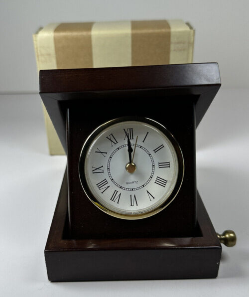 Bombay Company Mahogany Wood Table Mantle Clock & 5x4 Frame