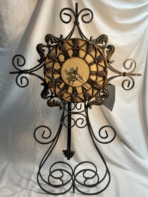 Bombay Vintage Wrought Iron Wall Clock - Roman Numerals - W/ Pendulum And Tag