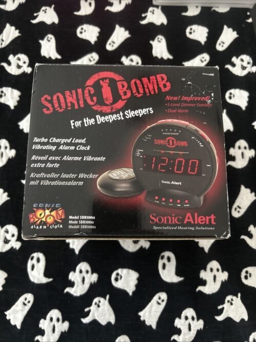 Bomb Dual Extra Loud Alarm Clock w Bed Shaker, Black, Sonic Alert Vibrating