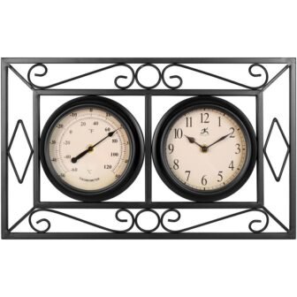 Bookend Classic Black Double-Sided Wall Clock and Thermometer