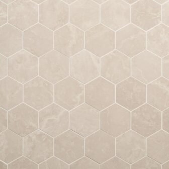 Botticino Extra Light Beige 12 in. x 12 in. Hexagon Polished Marble...