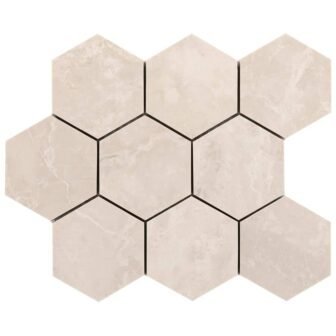 Botticino Extra Light Beige 6 in. x 0.37 in. Hexagon Polished Marble...
