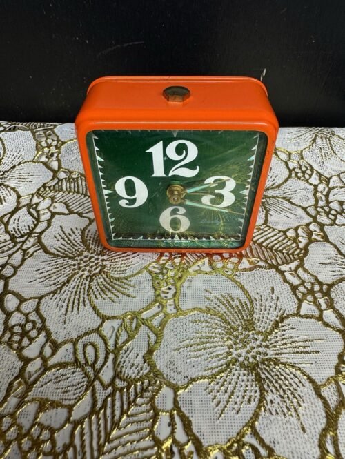 Bradley Orange Cream Vintage MCM Squatty Wind-Up Alarm Clock West Germany