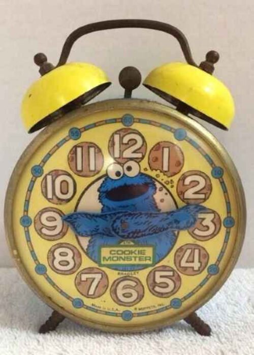Bradley Time Inc. Cookie Monster Two-Bell Alarm Clock. MIB from 1976 Sesame St