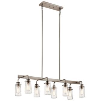 Braelyn 42 in. 8 Light Classic Pewter Vintage Industrial Shaded Linear Chandelier for image