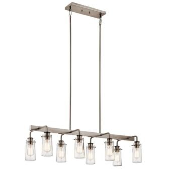 Braelyn 42 in. 8-Light Classic Pewter Vintage Industrial Shaded Linear Chandelier for...