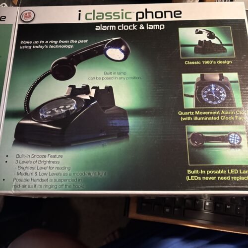 BRAND NEW i Classic Phone Alarm Clock & Lamp - Retro Style Battery Operated