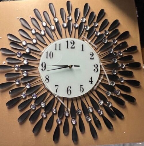 BRAND NEW!!!! METAL!BLACK JEWELED WALL CLOCK!!! ABSOLUTELY GORGEOUS!!!