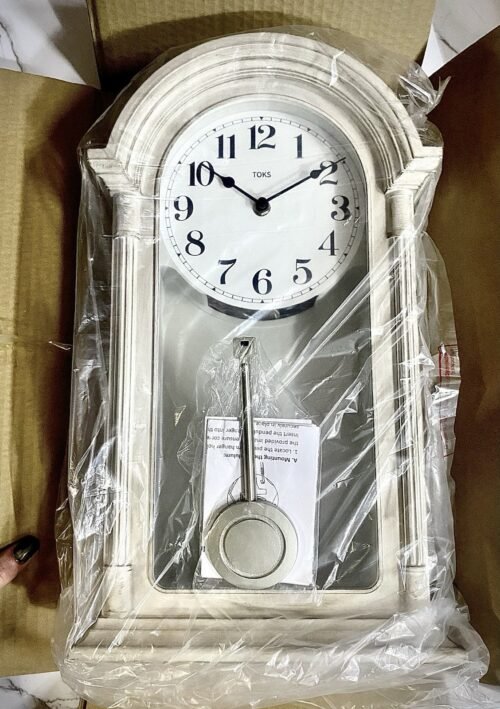 Brand New! Modern Pendulum Wall Clock, Mini Grandfather- Quality Wood+Glass