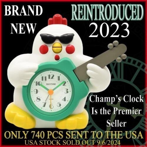 BRAND NEW! RHYTHM ROCK n’ ROLL CHICKEN ALARM CLOCK CRE321UR03 Speak up Singing
