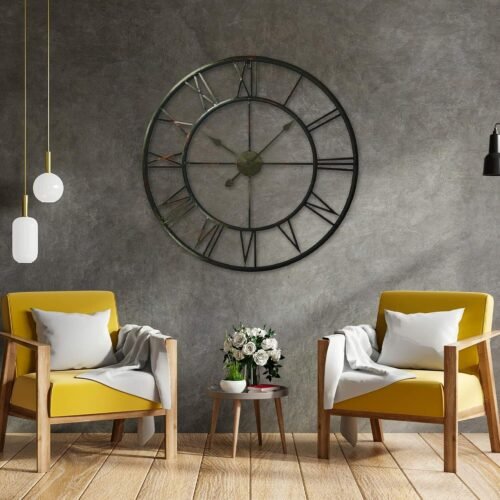 Brand New Roman Iron Black Wall Clock Silent Frameless Clock Minimalist OS300