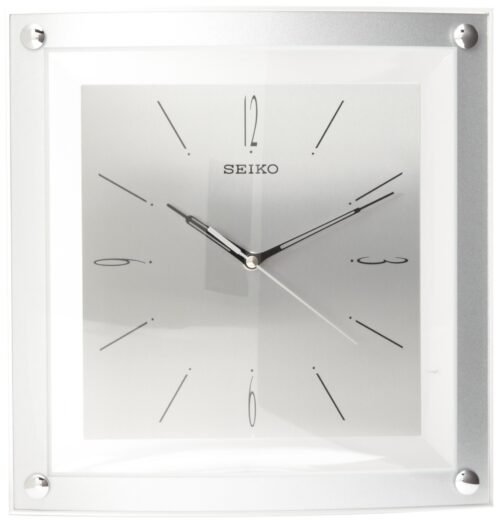 BRAND NEW Seiko Wall Clock Quiet Silver-Tone Metallic Case Glass crystal
