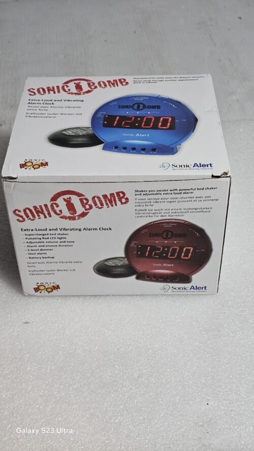 BRAND NEW Sonic Alert Sonic Bomb Black Extra-Loud and Vibrating Alarm Clock