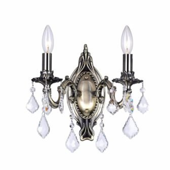 Brass 2 Light Wall Sconce With Antique Brass Finish