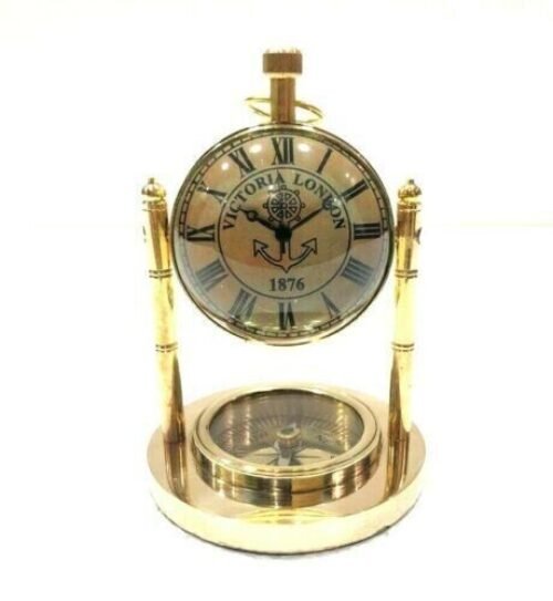 Brass Desk Clock Marine Compass Table top Clock Your Office & Home Decor Gift