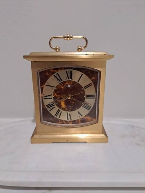 Brass Howard Miller Mantel Desk Quartz Alarm Clock luminescent Battery Powered