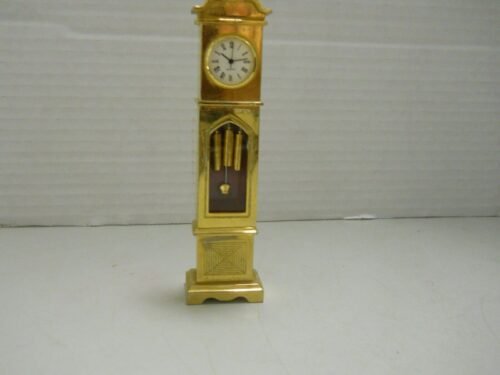 Brass Miniature Quartz Analog Grandfather Clock Japan Movement Chimes inside