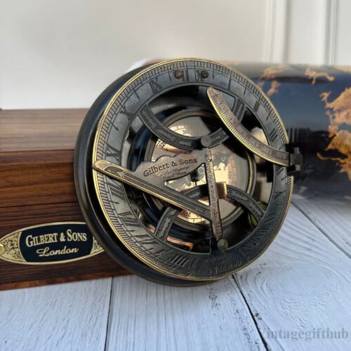 Brass Nautical - 5 inches Large Sundial Compass in Rosewood Case Top Grade Calib