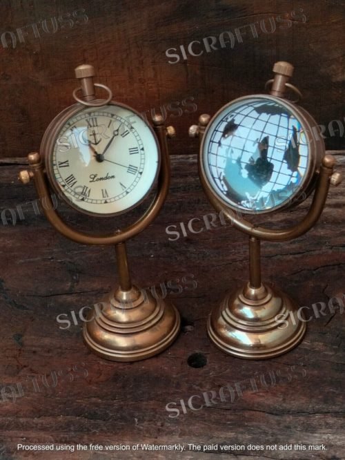 Brass Nautical Desk Clock - Elegant Table Watch for Home & Office Decor.