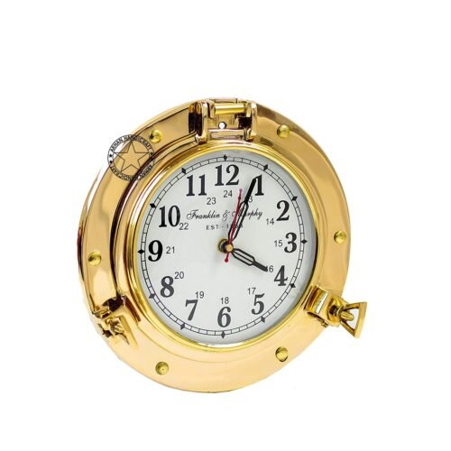 Brass Navigation Marine Porthole Brass Wall Decor Clock 20 inch Best Gift DSE