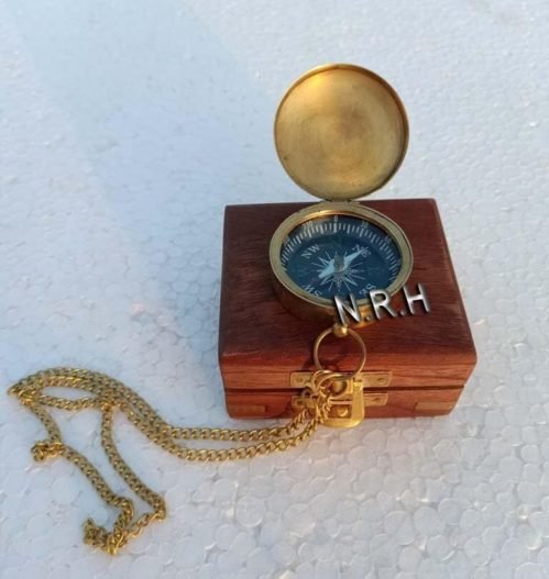 Brass Pocket Sundial Compass with Box Engraved Compass, Custom Compass, Weddi...