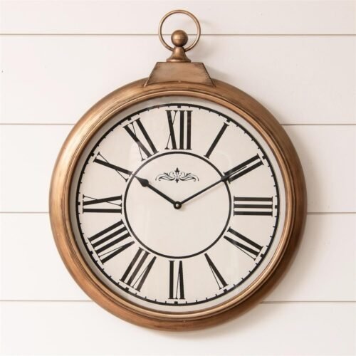 Brass Pocket Watch Wall Clock - 26 in High