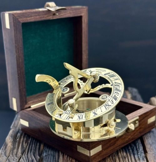 Brass Sundial Compass - Pocket Sun dial - Steampunk Retro - Gift for Men - Ha...