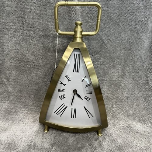 Brass Triangle Abstract Brass Table Clock Made In India CVCKN005 Reloj
