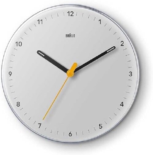 BRAUN Analog Wall Clock White Diameter 9.1in BC26W Plastic New