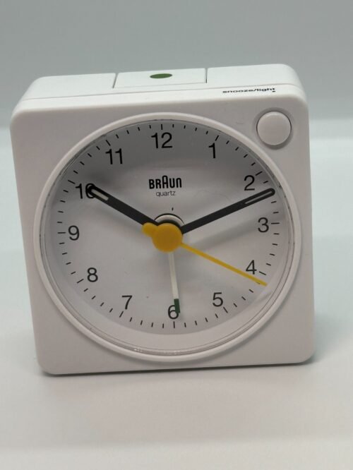 BRAUN BC02XW SLEEK WHITE TRAVEL ALARM CLOCK - LIGHT