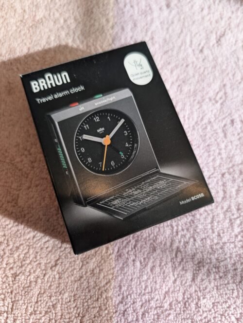 Braun BC05B, Portable Travel Alarm Clock, Black - Dieter Rams Design, Unused