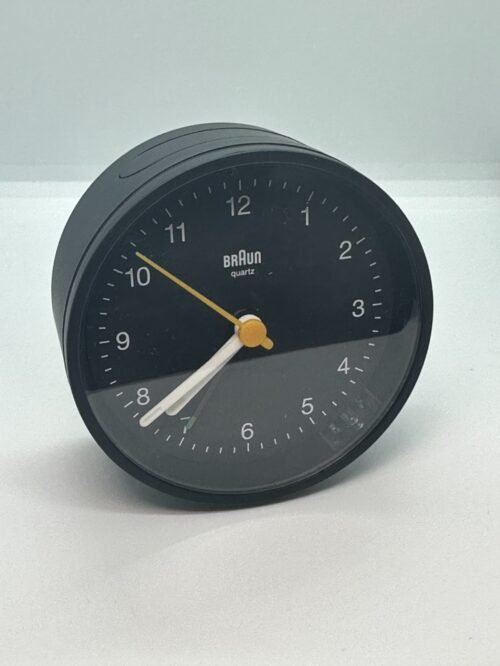 BRAUN BC12B CLASSIC ANALOGUE ALARM CLOCK SILVER BLACK QUIET QUARTZ