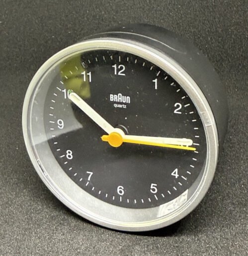 BRAUN BC12SB CLASSIC ANALOGUE ALARM CLOCK SILVER BLACK QUIET QUARTZ