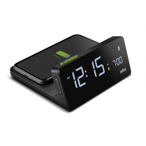 Braun BN-BC021B Black Digital Wireless Charging Dock LCD Alarm Clock