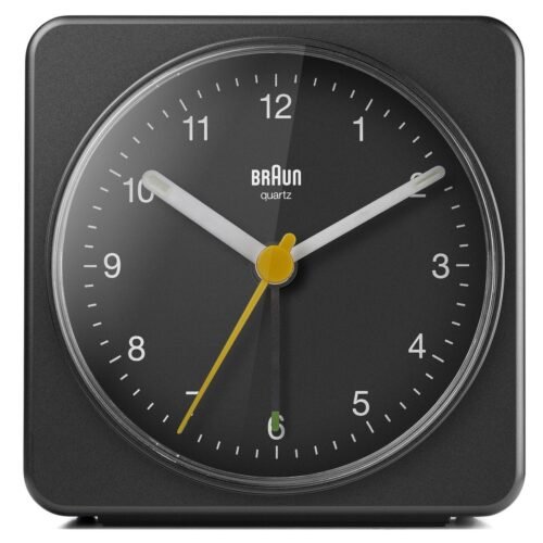 Braun BN-BC03B Black Dial Square Quartz Alarm Classic Large Travel Clock