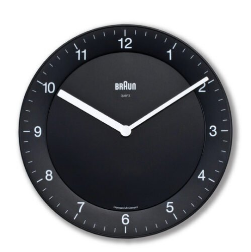 Braun BN-BC06 Wall Clock Black/White 7.8" Quiet Precision Quartz