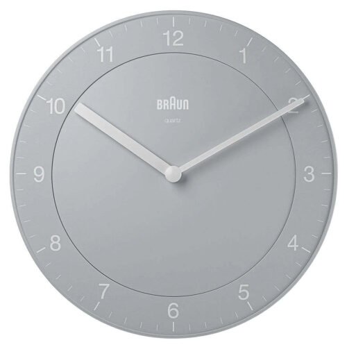 Braun BN-BC06 Wall Clock Black/White/Gray 7.8" Quiet Precision Quartz