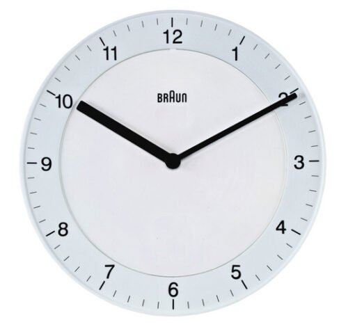 Braun BN-BC17 Wall Clock Black/White/Gray 11.8" Quiet Precision Quartz Large