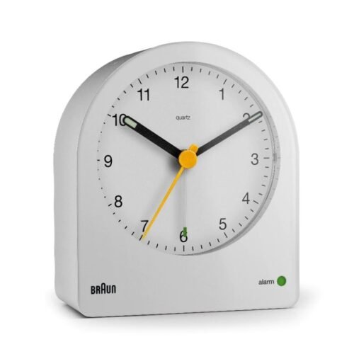 Braun BN-BC22W White Round Alarm Arabic Quartz Classic Glow Analog Clock