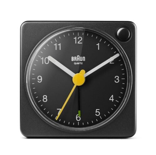 Braun BN-BC2XB Black Square Quartz Alarm Classic Travel Clock 2.2"