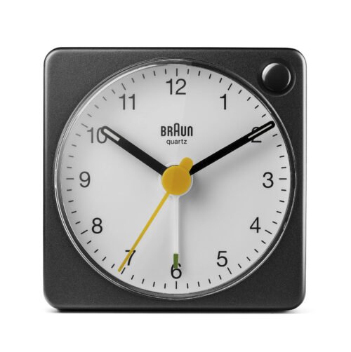 Braun BN-BC2XBW Black White Square Quartz Classic Travel Alarm Clock