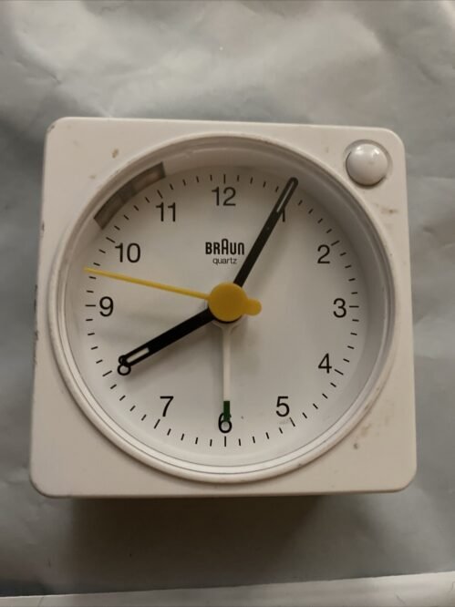 Braun BN-BC2XW White Square Quartz Alarm Classic Travel Clock