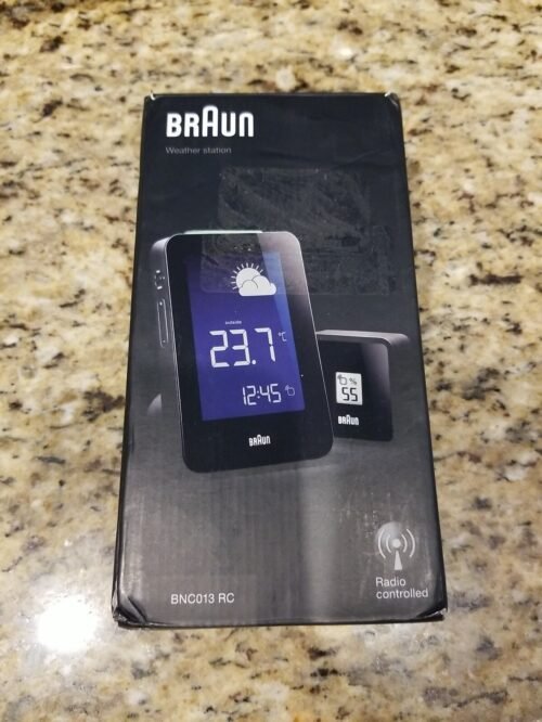 Braun (BN-C013-RC) LCD Digital Weather Station Alarm Clock, White *OPEN-BOX/NEW*