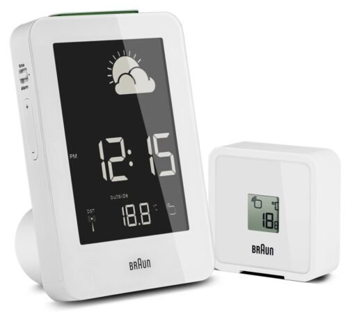 Braun BN-C013-RC White LCD Digital Weather Station Alarm Clock