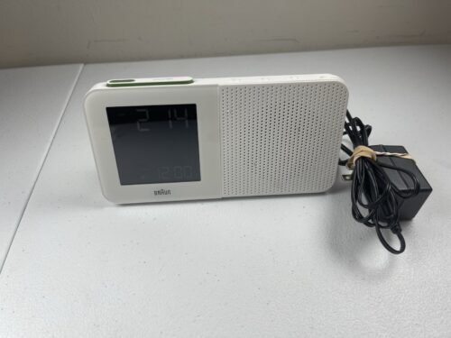 Braun BNC010WH-SRC Classic Square White Digital/Radio LCD Alarm
