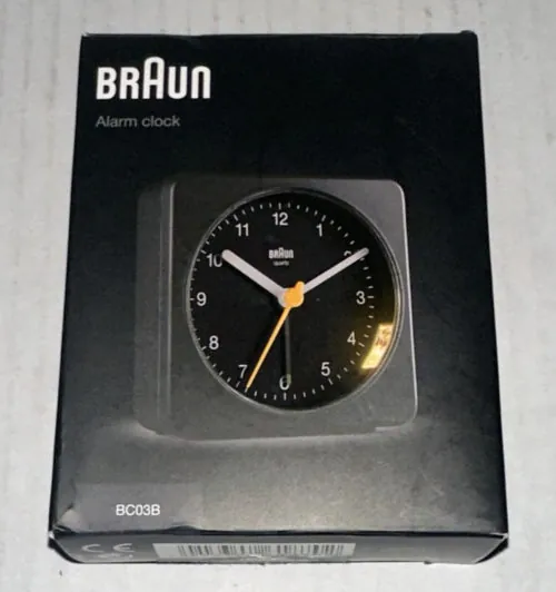 Braun Classic Analogue Alarm Clock w/ Snooze and Light Quiet Quartz Black BC 03 B featured image