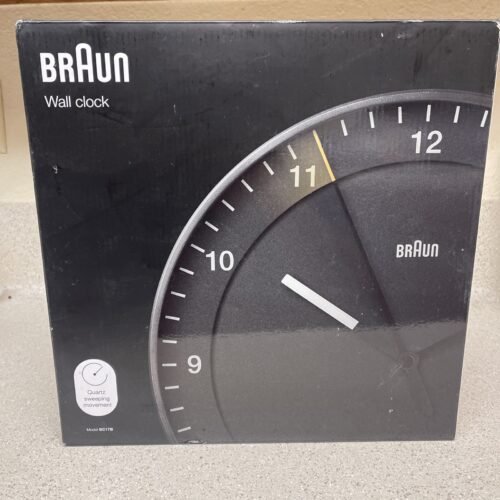 Braun Classic Large Analogue Wall Clock with Silent Sweep Movement, BC17B.