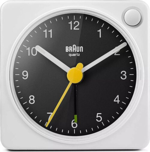 Braun Classic Travel Analogue Alarm Clock with Snooze and Light BC02XWB