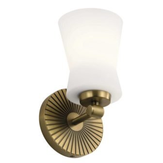Brianne 9.5 in. 1-Light Brushed Natural Brass Bathroom Indoor Wall Sconce Light...